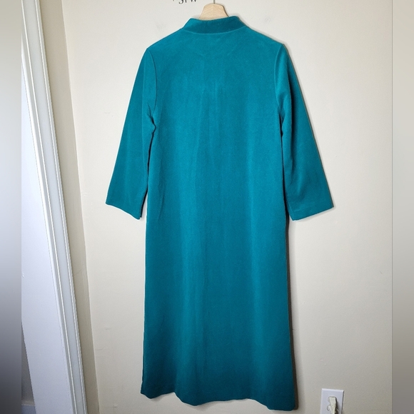 Vintage 70s JCPenney Robe Women’s 14 Aqua Stripe Half Zip A-Line Lounge Dacron - Picture 5 of 9